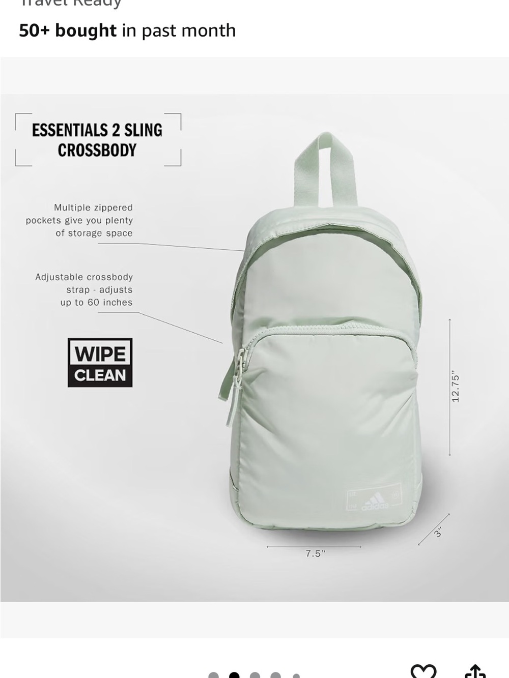 adidas Mint Green Women's Mini Backpack - Picture 2 of 2